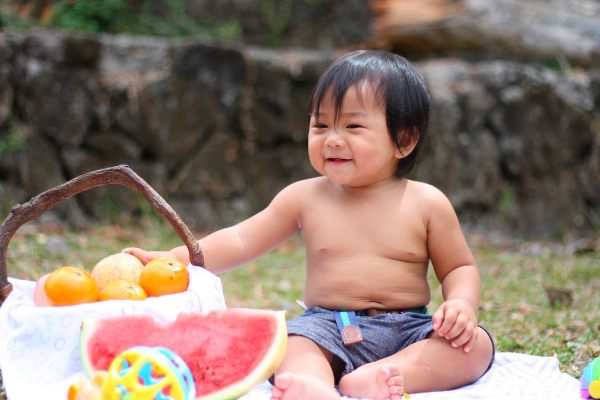 picnic with baby, enjoying nature