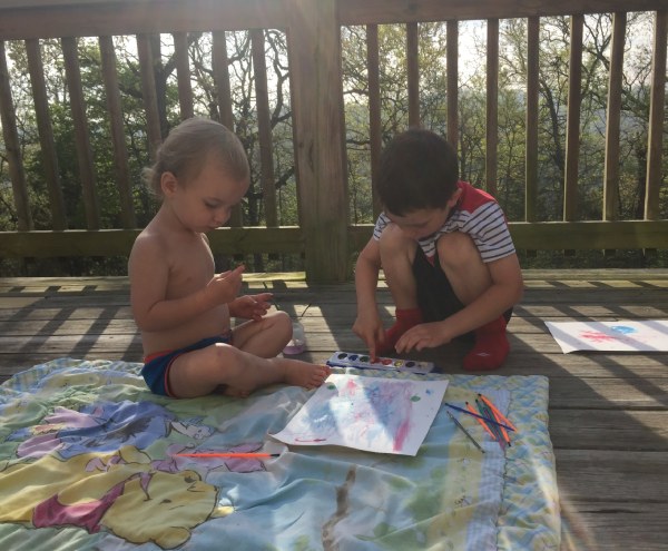 finger paint outdoors with babies