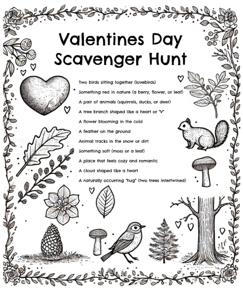 valentines day nature scavenger hunt